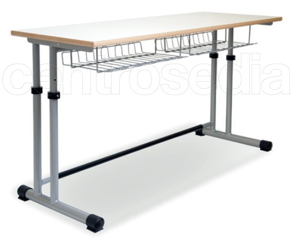CC1108 Two-seater School Desk - Adjustable Top and  Two-pillar